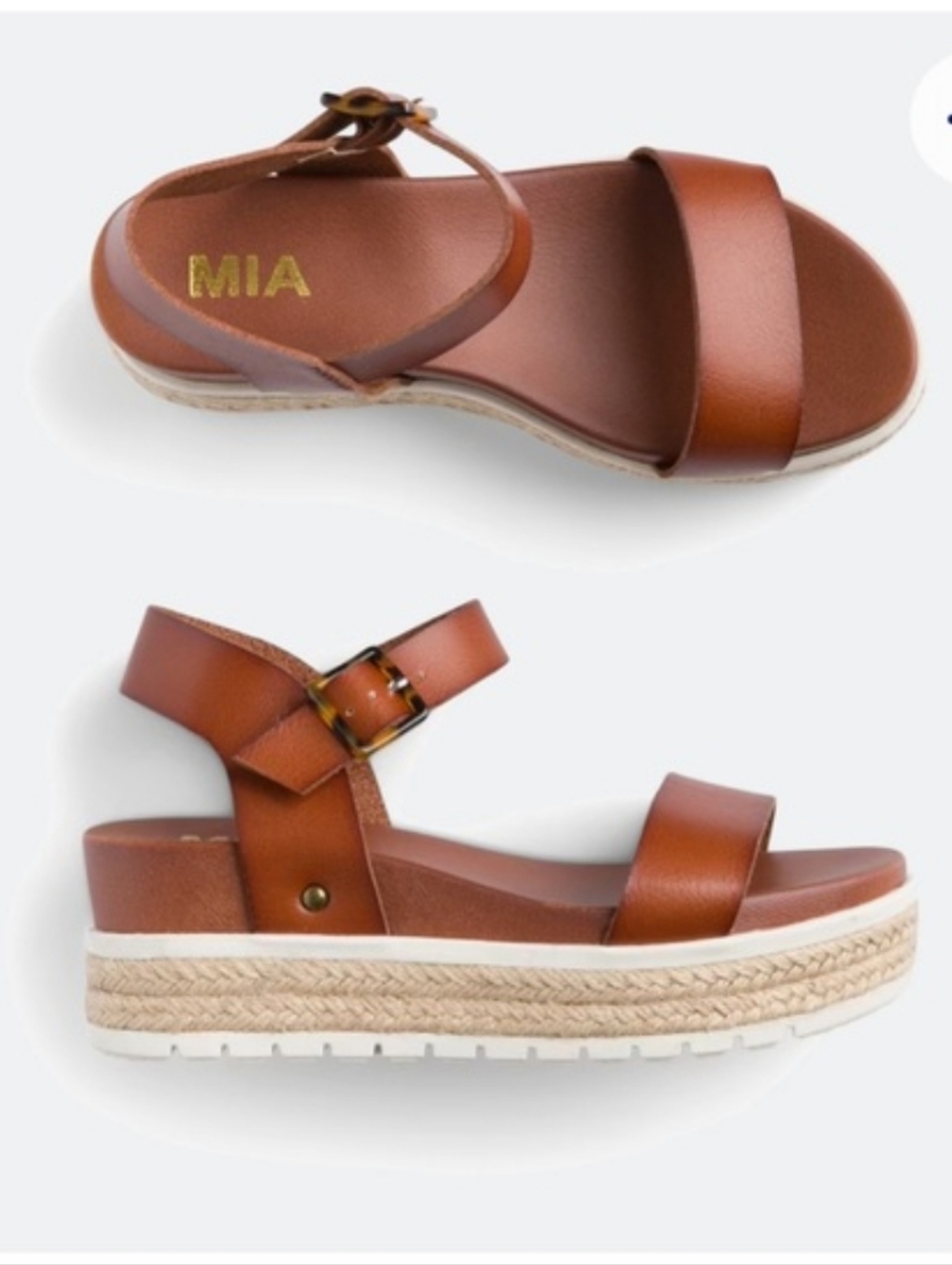 MIA Tan Leather Platform Espadrille Sandal | 8